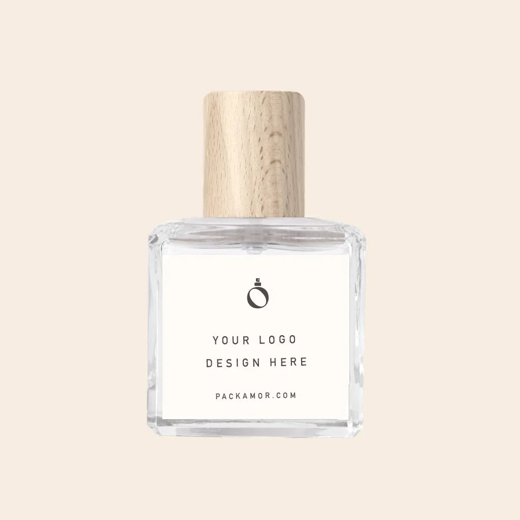 50ml Perfume Bottles Wholesale - Cube + Bold Beech Wood Top