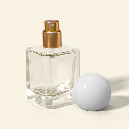 50ml Perfume Bottles Wholesale - Micron + White Spherical/Round top + gold sprayer